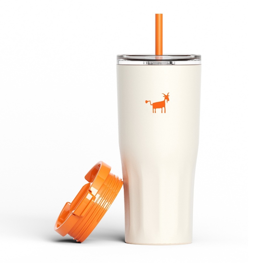Cheerful Goat 600ml thermal cup bundle image.