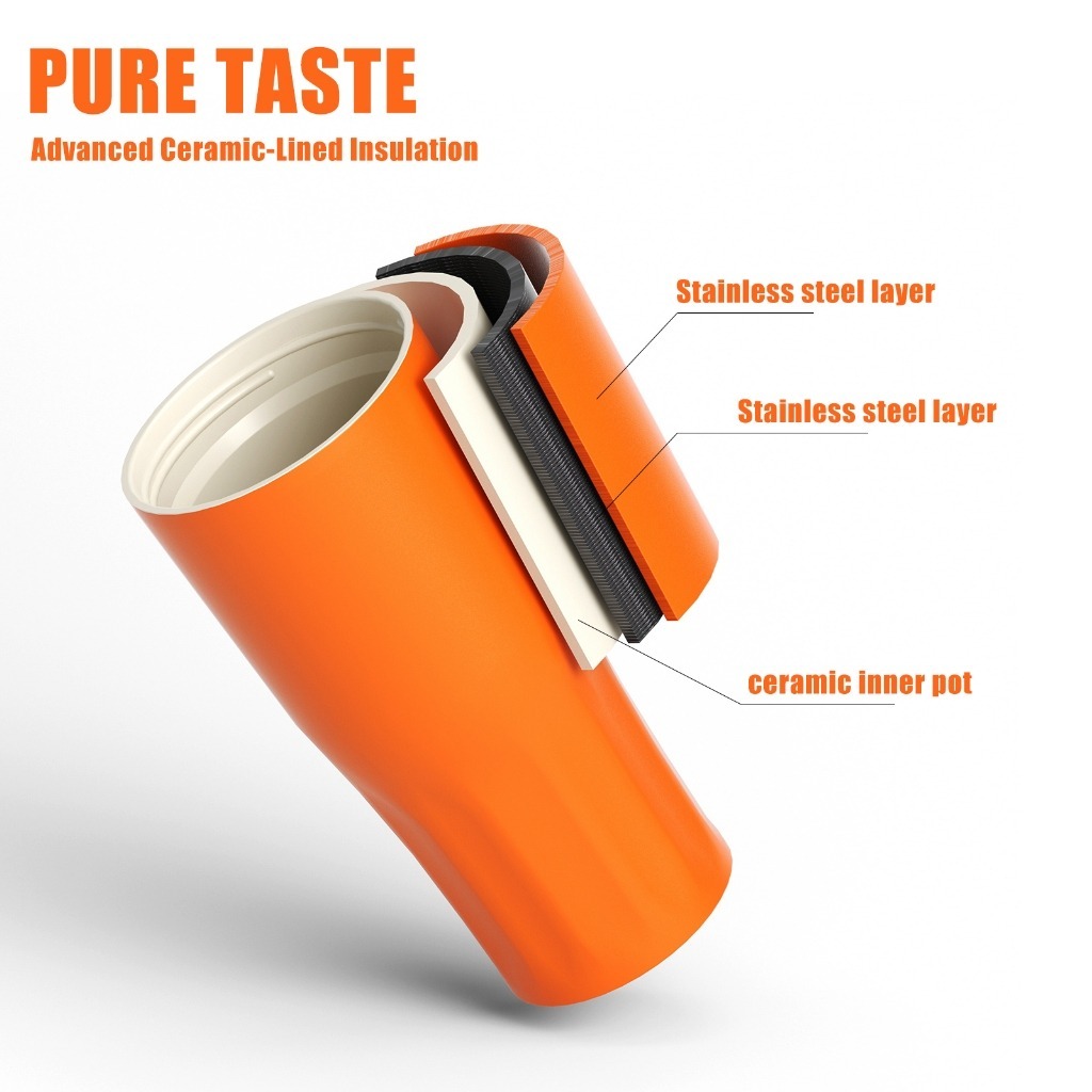 Cheerful Goat 600ml ceramic-lined thermal cup hero image.