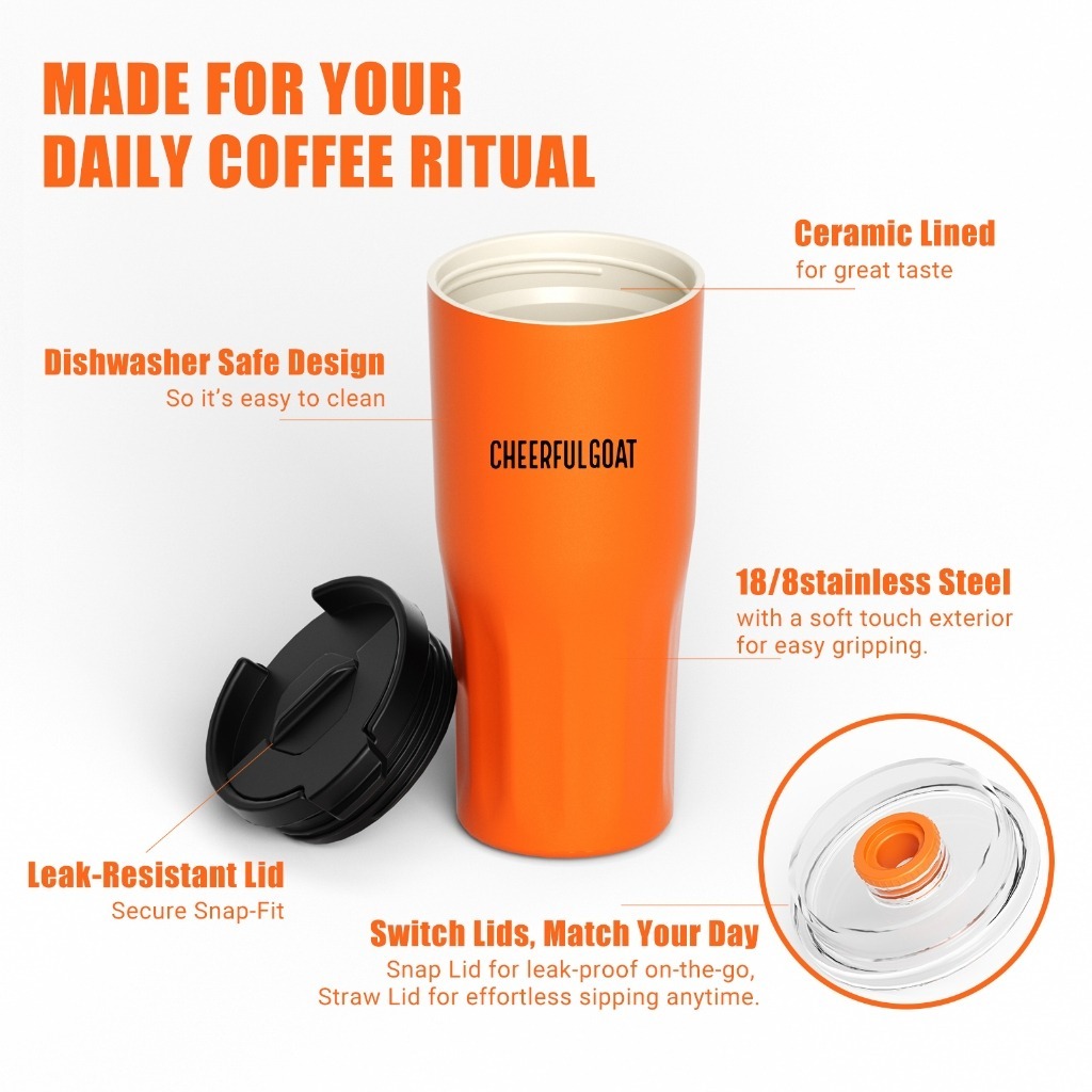 Additional Cheerful Goat 600ml thermal cup image.